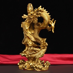 黄铜精工纯铜观音摆件，铜观音佛像观世音菩萨神像雕像