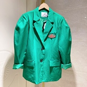 欧洲站欧货女装潮款n99阔版西装大版型，宽松西装服外套中长款绿色