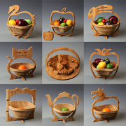 竹制水果篮子折叠水果篮时尚，创意竹篮水果，盆竹木制品工艺