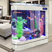 子弹头鱼缸客厅家用中型水族箱玻璃1.2米1.5米生态落地屏风鱼缸