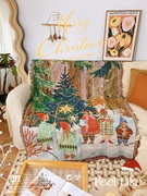 圣诞小可爱沙发毯盖毯休闲毯圣诞节布置场地，棉麻针织沙发巾挂毯