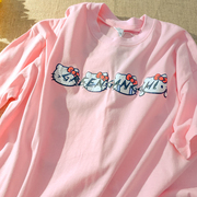 kt1#牛奶丝日系卡通kt猫印花短袖，t恤女2021夏季韩版学生上衣