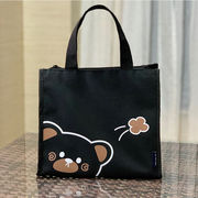 日式卡通儿童保温饭盒袋小学生手提饭盒包防水帆布带饭包野餐袋子