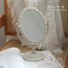 可爱日子 欧式复古雕花化妆镜 法式桌面镜子台式双面圆梳妆镜古风