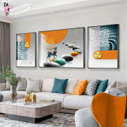 客厅装饰画三联轻奢抽象沙发背景墙壁画现代简约高级大气晶瓷挂画