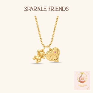 SparkleFriends爱心小熊项链原创设计一款三戴小众锁骨链女生礼物