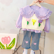 女宝宝套装2-3岁半4女童秋装，小童婴儿衣服公主三件套韩国童装洋气
