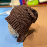 针织帽子女秋冬季保暖韩版套头帽个性可爱护耳朵防风毛线堆堆帽潮