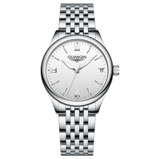 冠琴全自动机械表表日历简约瑞士手表品牌女商务白色国产腕表