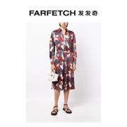 Vince女士花卉印花束腰衬衫裙FARFETCH发发奇