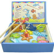木盒鱼池磁性钓鱼玩具 大号宝宝儿童亲子2-3-4-5-6岁益智海洋生物