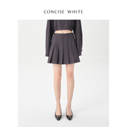 CONCISE-WHITE简白 格子收腰百褶裙半身裙短裙2023春夏