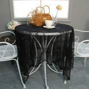 法式复古镂空经编白色黑色蕾丝花边桌布家用长方形餐桌垫盖巾