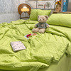 泡泡纱夏被空调被四件套床上用品水洗棉夏季薄被子单人宿舍床品绿