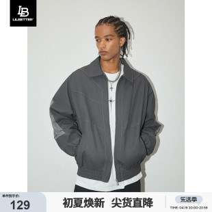 lilbetterpu皮棉衣男冬装，棉服保暖教练夹克翻领，美式复古外套