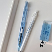 日本pentel派通pd105t透明杆侧按式自动铅笔，0.5mm学生用简约练字铅笔0.7学生铅笔一年级专用蓝色系文具