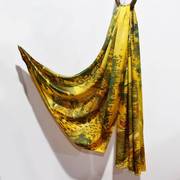 重磅真丝丝巾女中国风，艺术丝绸素绉缎面，长披肩100桑蚕丝围巾