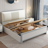 源氏木语白色实木床现代简约1.8米双人婚床工厂1.5软包气压高