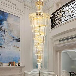 别墅楼梯水晶灯金色客厅灯具大气创意吊灯餐厅灯过道大堂酒店灯饰