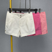 糖果色短裤薄款2023夏季最甜美红色短款亲肤直筒白色休闲热裤