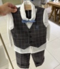 韩国童装24春款男童，宝宝假马甲绅士，领结衬衣休闲裤儿童礼服套装