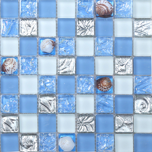 地中海贝壳欧式玻璃，水晶马赛克瓷砖背景墙拼图，客厅厨房卫生间墙贴