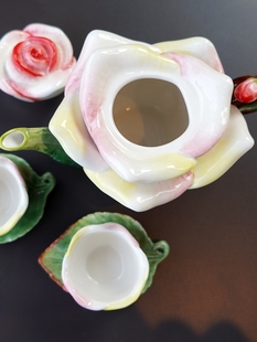 方亚陶瓷香槟玫瑰二人茶具迷你茶壶茶杯套装精致釉下彩田园风格