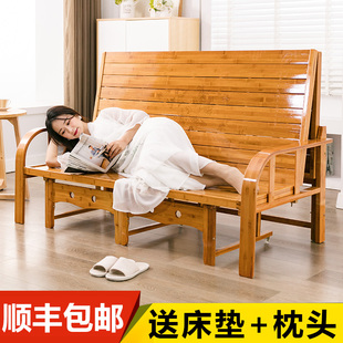 沙发床可折叠单人1.2米家用硬板，双人午睡午休竹床，两用简易折叠床