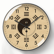 八卦自动对时电波钟太极(钟太极)挂钟，罗盘创意新中式复古钟表时钟装饰静音