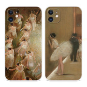 芭蕾舞女孩适用iPhone13苹果12手机壳11文艺14油画15promax女款mini复古plus可爱艺术女生全包迷你软
