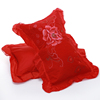 纯棉蕾丝刺绣枕套情侣结婚婚庆大红色加厚48x75枕芯套一对