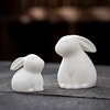 创意陶瓷可爱小兔子摆件玉兔，一对迷你装饰品兔年吉祥物礼物