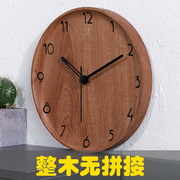 挂钟网红时钟创意设计师款装饰约客厅家用实木原木挂墙静音钟表