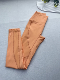 螺纹拼接健身裤澳洲轻奢  奶橘色 运动健身9分长裤 代600+