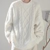 韩版情侣装秋冬季白色，毛衣男加厚ins潮流，百搭长袖针织衫roora外套