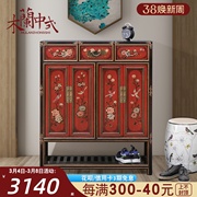 中式家具彩绘鞋柜玄关门厅实木仿古储物收纳装饰柜复古隔断入门柜