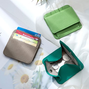 真皮超薄短款卡包零钱包一体 小众设计小钱包证件包卡夹女包