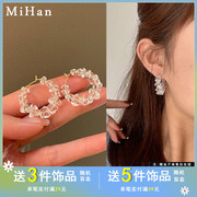 日韩国个性水晶圈圈耳环简约时尚网红耳饰品气质淑女耳圈4867
