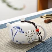 玲珑镂空茶壶纯白陶瓷单壶银鱼泡茶壶带过滤白瓷功夫茶具西施壶