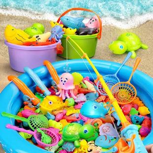 大号钓鱼池玩具宝宝儿童，磁性发光鱼竿池沙滩，戏水套装益智亲子小孩