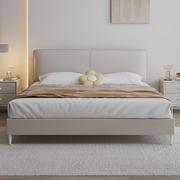意式极简真皮床双人床现代简约1.8米现代简约软包床主卧室奶油风