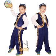 新疆儿童演出服民族，表演服六一儿童舞蹈服装民族舞男童三件套黑