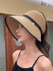 夏季大檐可折叠草帽女2024防紫外线，出游时尚百搭遮脸空顶帽子