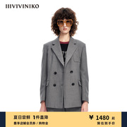IIIVIVINIKO春夏新品略宽肩H型英伦学院风西装外套女M312703113A