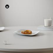 尤本家居白玉玻璃盘子菜盘家用白色平盘餐盘高级菜碟曲线西餐餐具