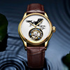瑞士陀飞轮商务全自动机械表皮带男士手表，品牌防水男表