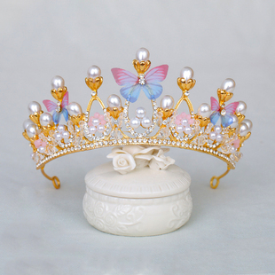 女童头饰儿童公主发箍王冠珍珠小女孩发卡小孩子，发饰水晶发夹