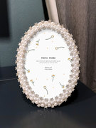 欧式金属珍珠相框摆台 6寸7寸10寸创意情侣婚纱照片相架 带打印照