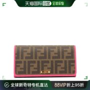 香港直邮Fendi芬迪女士花纹钱包棕色红色拼色8M0298GRPF0A73