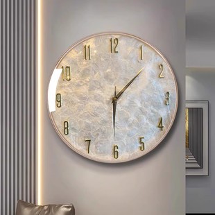 轻奢贝壳挂钟2024挂表客厅，家用钟表现代简约创意大气挂墙时钟
